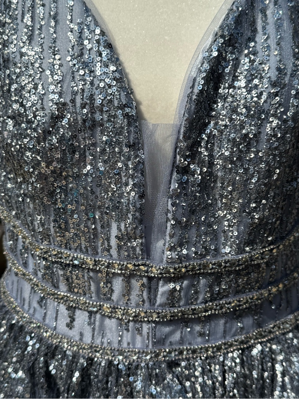 Silver Glitter Tulle Party Dress size 16 Jovani silver blue homecoming prom - Picture 2 of 10